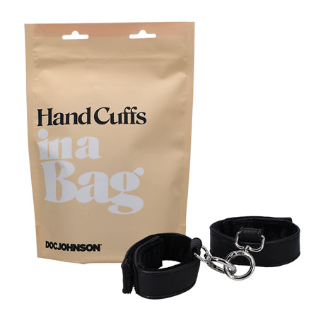 Doc Johnson Hand Cuffs In A Bag Faux Leather Velcro Black-0